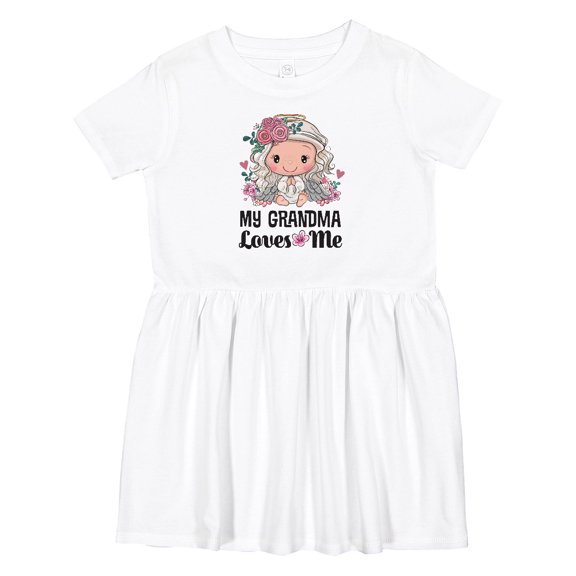 Inktastic Grandma Loves Me Granddaughter Angel Girls Toddler Dress