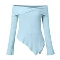 thumbnail image 5 of UJNDER Elegant Off the Shoulder Sweater for Women Design Knitted Long Sleeve Tops for Women Casual Comfortable Blue XXL, 5 of 5