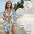 thumbnail image 4 of Renewold Bathing Suit Cover Up Shirt Button Down Shirts for Women Lightweight Dress Shirt with Pocket Comfy Bikini Coverups Long Sleeve Women's Swimwear, Floral Print Blue, S, 4 of 7