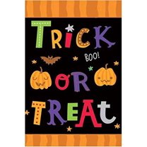 Trick or Treat Halloween Garden Flag – 12" x 18" Double Sided Orange and Black Halloween Decorations Cute Pumpkins Classroom Banner Fundraiser