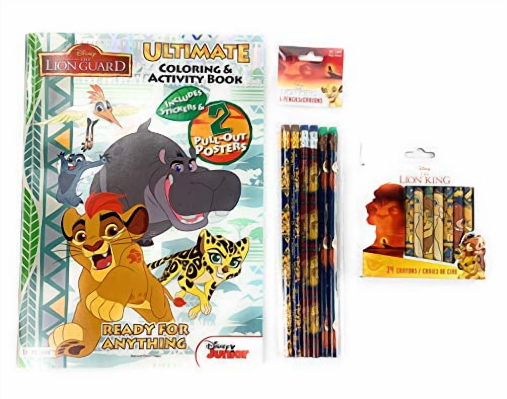 Disney Lion King Activity Set! Includes Tote Bag + Color Book + Crayons + Pencils + Pencil Pouch + Sticker Book Featuring Simba & Mufasa & Nala! 6 Piece Art Supply Kit!