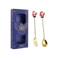thumbnail image 4 of Kits de Cubiertos de Navidad Juego de Cubiertos de Vajilla, Utensilios de Cucharas de Té, Juego de Tenedores de Cucharas Navideñas de Acero Inoxidable anciano azul perfecl postre cucharas tenedores, 4 of 8