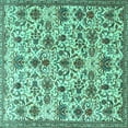 thumbnail image 1 of Ahgly Company Machine Washable Indoor Square Persian Turquoise Blue Traditional Area Rugs, 4' Square, 1 of 4