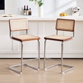 thumbnail image 3 of Zesthouse Rattan Counter Height Bar Stools Set of 2, 24.8" Counter Height Chairs with Cane Back, Mid Century Modern Barstools for Kitchen Island, Walnut Tone, 3 of 11