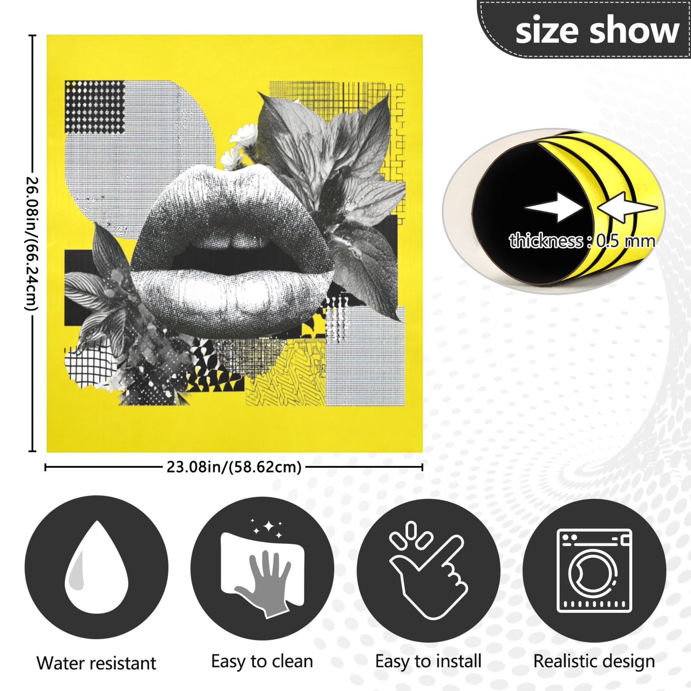 IAUYY Magnetic decorative sticker - 23x26 Inch PVC Refrigerator Decorative Cover, Removable DIY Art for Kitchen Appliances Lips