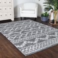 thumbnail image 1 of Geometric Stripe Plush Polypropylene Indoor Shag Area Rug - 4' x 6’, Cream-Black, 1 of 10