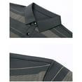 thumbnail image 5 of Mens Polo Shirts Color Blocked Striped Lapel Pocket Casual Loose Short Sleeve Golf Shirts, 5 of 9