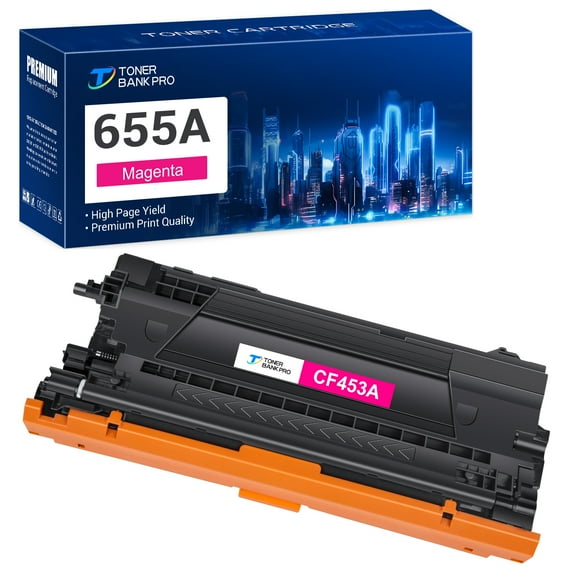 1-Pack 655A Magenta Toner Cartridge Compatible for HP 655A CF453A Color LaserJet Enterprise M652dn M652n M653dn Printer Ink