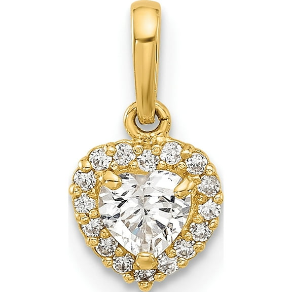 14K Yellow Gold Cz Heart Pendant (Width 6.7) (Length 13.2) - Jbsp