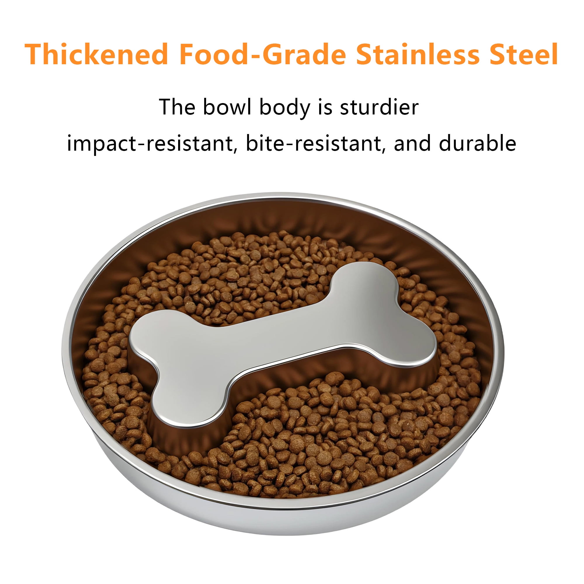 BLRTUN Slow Feeder Dog Bowl - 2 Cups Stainless Steel Dog Slow Feeder Food Bowl, Metal Non-Slip Lick Plate,Puppy or Cat Food Holder,Pet Supplies,Puzzle Maze Dish for Small & Medium Sized Breeds