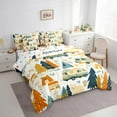 thumbnail image 3 of Manfei Travel Trailer Bed in a Bag Queen Size,Camp Theme Bed Set,Graffiti Botanical Tree Bedding Queen Size,Microfiber Room Decoration Reversible,7 Pieces, 3 of 7