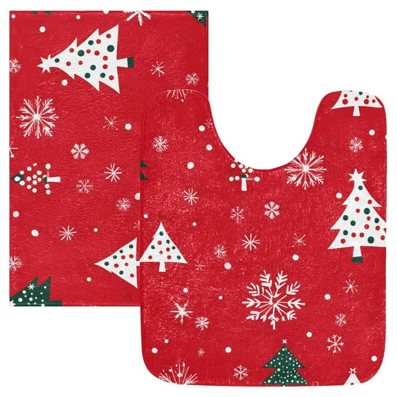 Ryvnso Christmas Snowflake Trees Bathroom Shaggy Rugs Toilet Mat Soft Contour Rug