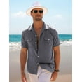 thumbnail image 6 of COOFANDY Men's Linen Short Sleeve Untucked Casual Stylish Dress Shirt Mexican Chambray Business Slim Fit Shirts, 6 of 9