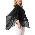 thumbnail image 4 of INSPIRE CHIC Women's Flowy Top V Neck Lightweight Chiffon Blouses Dressy Asymmetrical Shirt Double Layered Fall Top S Black, 4 of 6