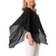 thumbnail image 4 of INSPIRAR CHIC Blusa de Mujer Flowy Top Cuello en V Ligera de Chifón Blusas Elegantes Camisa Asimétrica de Doble Capa Top de Otoño S Negro, 4 of 6
