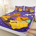 thumbnail image 3 of Manfei Funny Cartoon Turkey Fitted Sheet Full,Gothic Bat Print Halloween Bed Set,3 Pieces,1 Fitted Sheet and 2 Pillowcases, 3 of 6