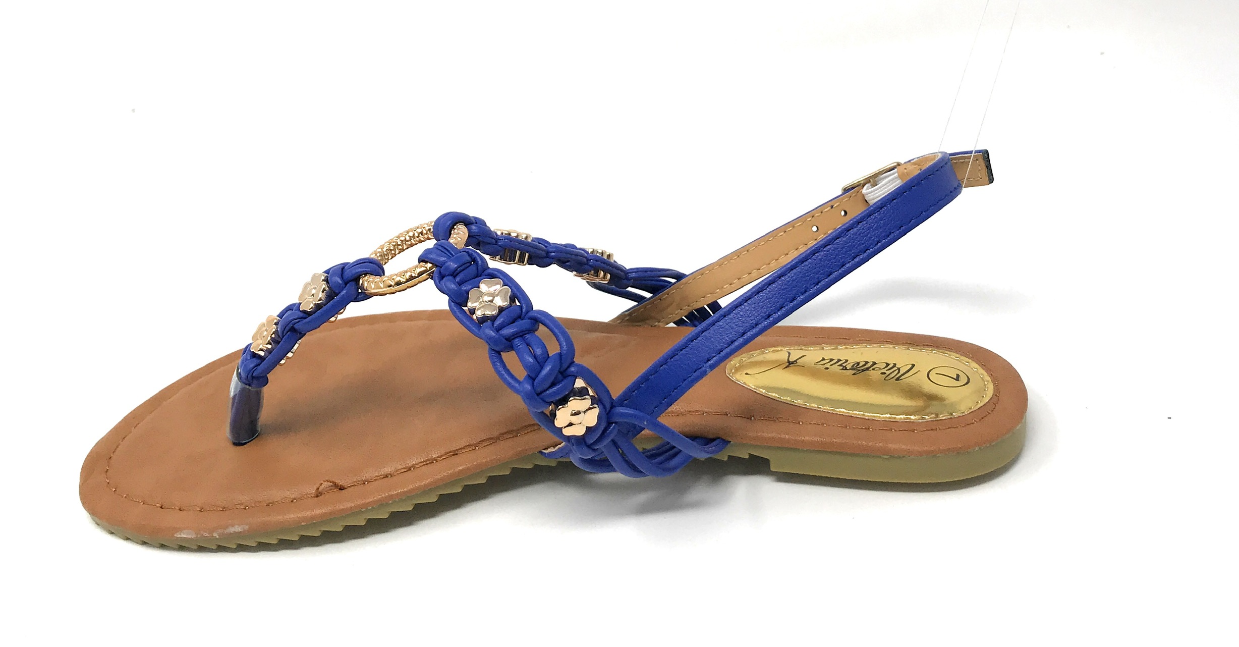 Victoria K Women's Multi Knots With Metallic Beads and Gold Centered Ring Sandals