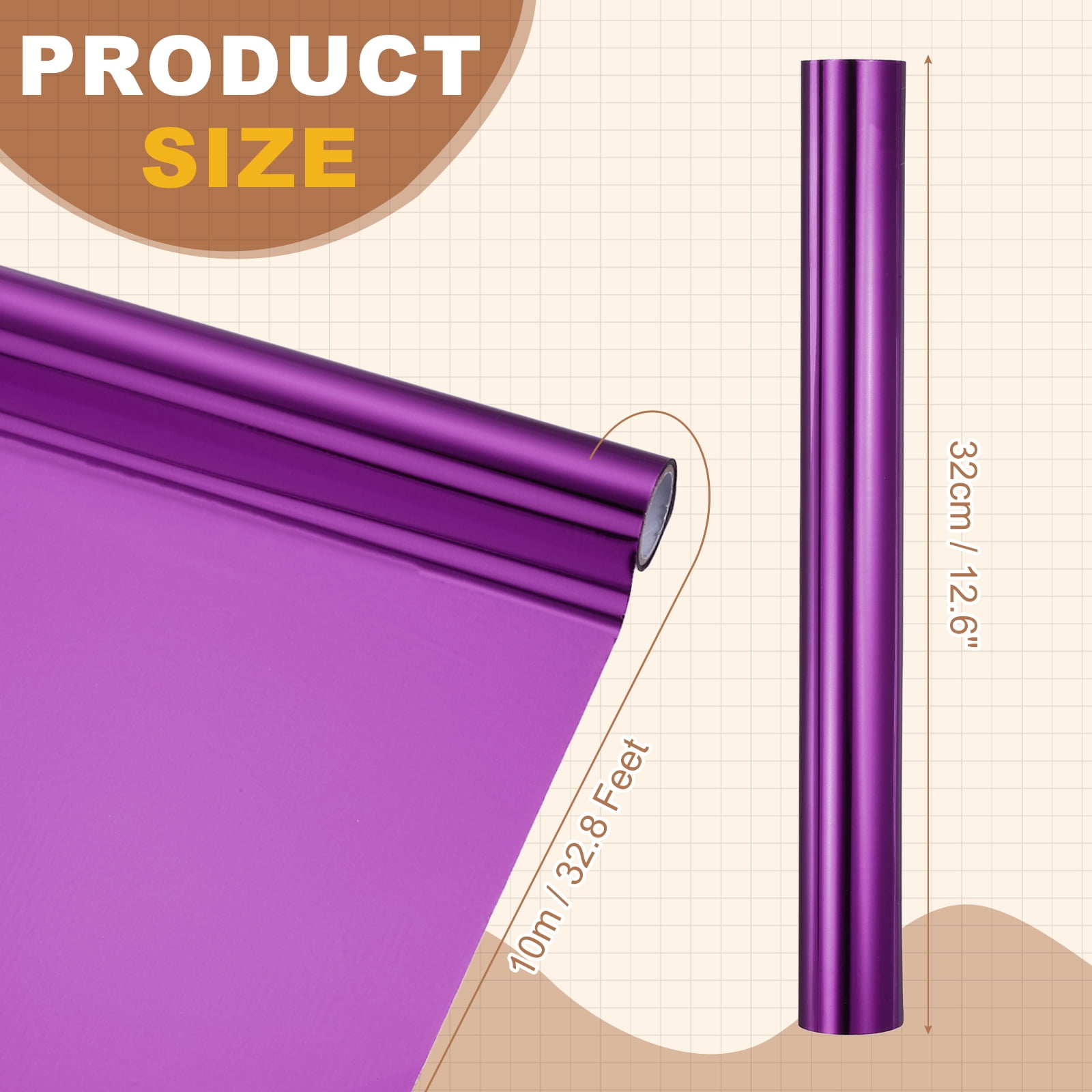 Uxcell Heat Foil Transfer Paper Roll, 12.6 in x 32.8 ft Heat Activated Foil Sheets Toner Reactive Laminator Laser Printer Hot Stamping Sheet for DIY Card Scrapbooking, Dark Purple