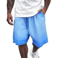 thumbnail image 1 of Work Shorts Men Male Heavyweight Distressed Shorts Washed 2 Tone Gradient Loose Oversize Men Shorts Athletic Blue XL, 1 of 4