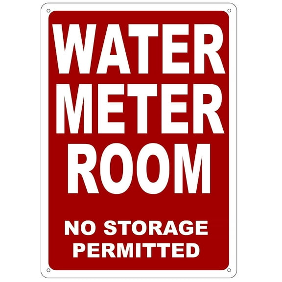 WATER METER ROOM SIGN (Red, Reflective !!, 14X10 ALUMINIUM )