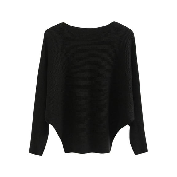 Womens Summer Tops Blouses Fasion Off-The-Shoulder Long Sleeve One-Word Sweater Knitted Solid Color Tunic Womens Summer Clothes,Black,One Size