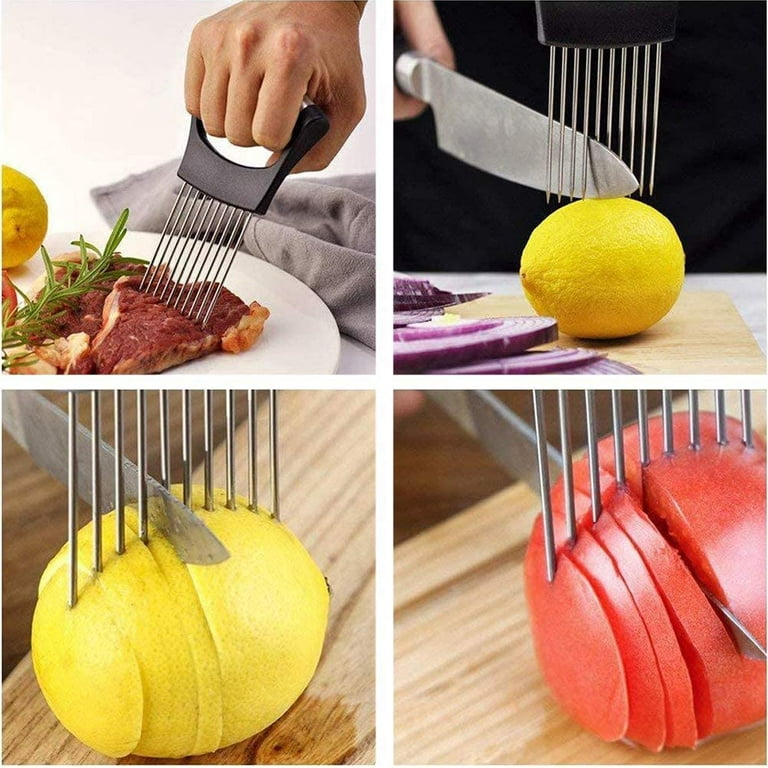 Onion Holder for Slicing,Stainless Steel Vegetable Holder Meat  Slicer,Vegetable Potato Cutter Slicer, Onion Cutting Tool, Cutting Kitchen  Gadget Onion
