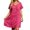 Z1#Hot Pink272, variant on Puliio Mini Dresses for Women Summer Short Sleeve V Neck Textured Loose Casual Daily Wear Dress
