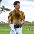 thumbnail image 3 of Balery Retro Yellow and Black Houndstooth Camisa Polo de Hombre con Estampado, de Manga Corta y Tejido Medio, Camisa Tipo Golf Polo-3X-Large, 3 of 6