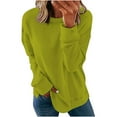 thumbnail image 5 of VANLOFE Women's Solid Color Long Sleeve Sweatshirt Crewneck Sweatshirt for Women Women's Washed Trendy Green Sweatshirt L, 5 of 6