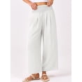 thumbnail image 3 of ZANKLEY Womens High Waist Smocked Wide Leg Flowy Pocketed Summer Lounge Beach Casual Pants, 3 of 13