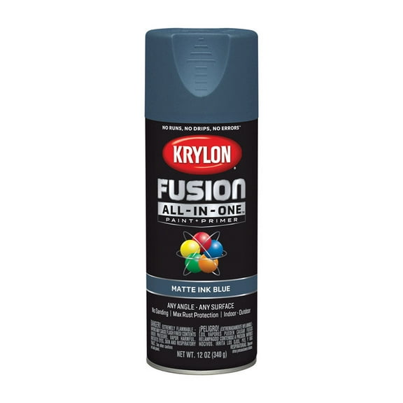 6 Pc, Krylon Fusion All-In-One Matte Ink Blue Paint Primer Spray Paint 12 Oz