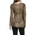 thumbnail image 3 of INSPIRE CHIC Hauts pour Femmes Imprimés Col Rond Manches Longues Blouse Péplum TP Brun-Léopard, 3 of 7