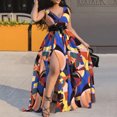 thumbnail image 4 of Prolriy Robes Printemps Été pour Femmes 2025 Robe de Soirée Col en V Haute Mode Sans Manches Maxi Robe d'Été Imprimée Fendue Robe d'Été pour Femmes, Robes Jaunes pour Femmes, 4 of 6