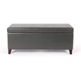 thumbnail image 5 of Homebeez Lift Top Storage Ottoman Bench, 42 inch Light Gray Rectangular Ottoman, Faux Leather Upholstered Storage Bench for Living Room, Bedroom, 5 of 14