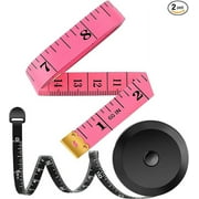 2 Pack Tape Measure Measuring Tape for Body Fabric Sewing Tailor Cloth Knitting Vinyl Home Craft Measurements, 60-Inch Soft Fashion Pink & Retractable Black Double Scales Rulers for Body Weight Loss