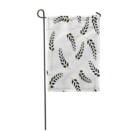 SIDONKU Green Pattern Black Gold Laurel Wreath Beautiful Branch Exotic Garden Flag Decorative Flag House Banner 12x18 inch