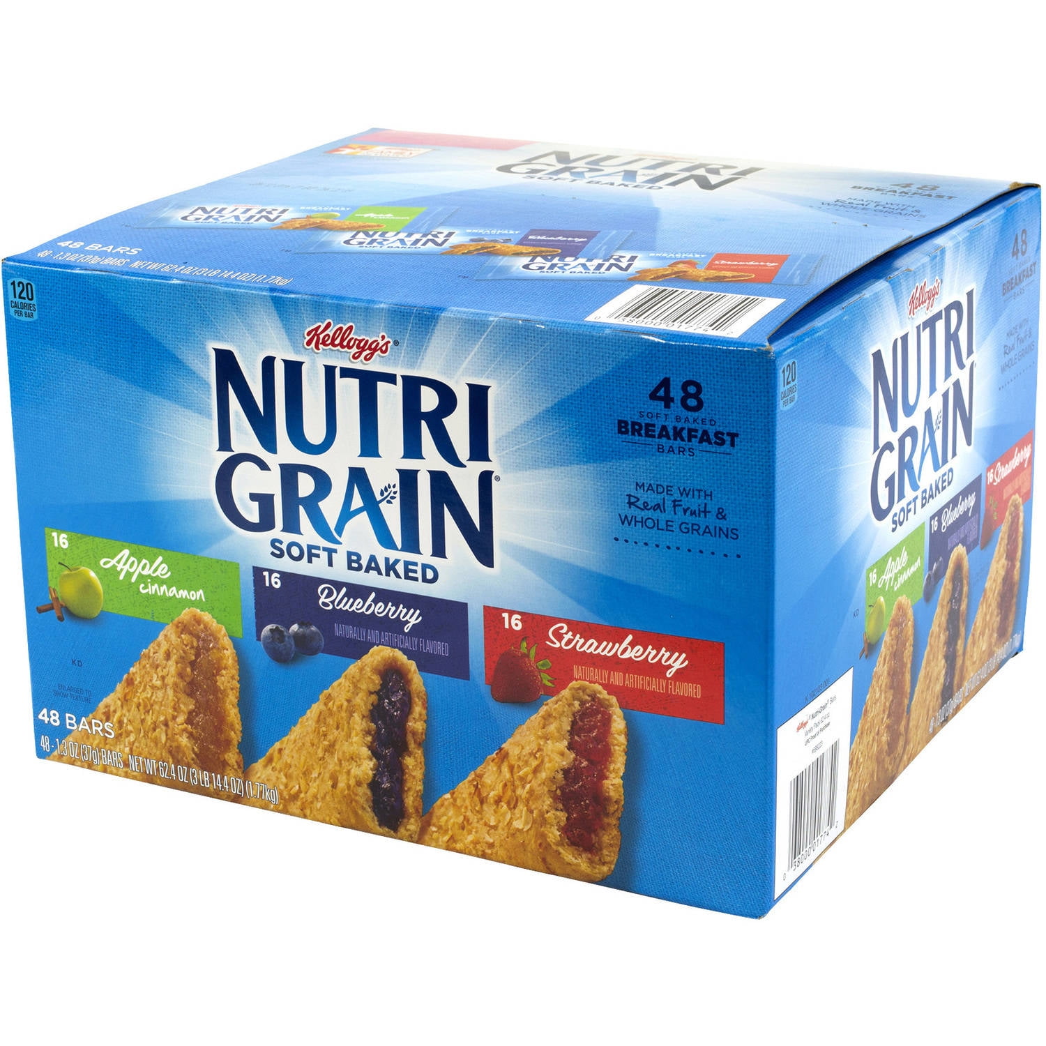 Kellogg's Nutri Grain Assorted Soft Baked Breakfast Bars, 1.3 oz, 48