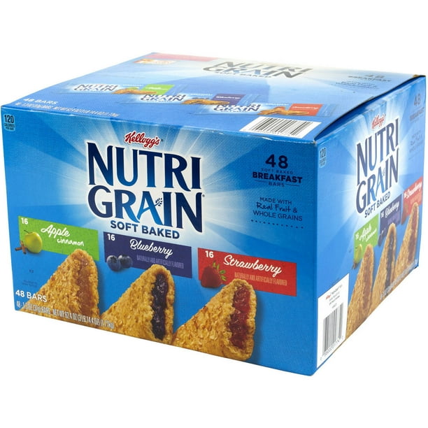Kellogg's Nutri Grain Assorted Soft Baked Breakfast Bars, 1.3 oz, 48