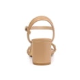 thumbnail image 2 of BLISSFUL STEP Women's Sandals Block Heels Slingback Buckle Woven Sandals Nude 8, 2 of 7