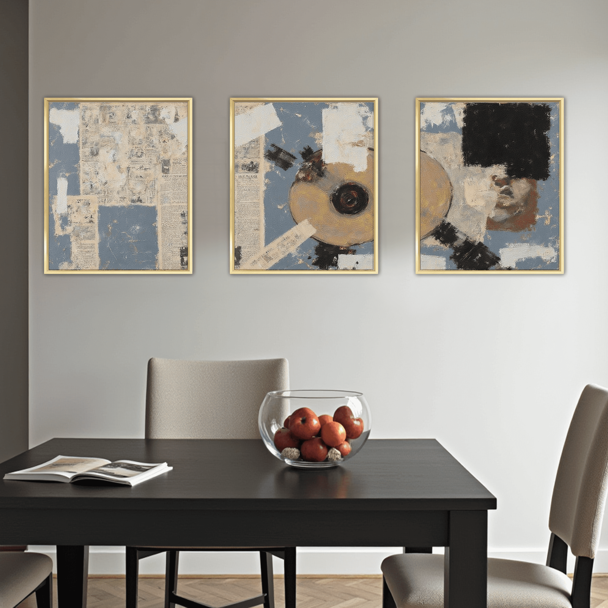 MAYEERTY Modern Abstract Wall Art Painting, Living Room Decor, Gold Aluminum Alloy Frame, 23.6"x15.8"