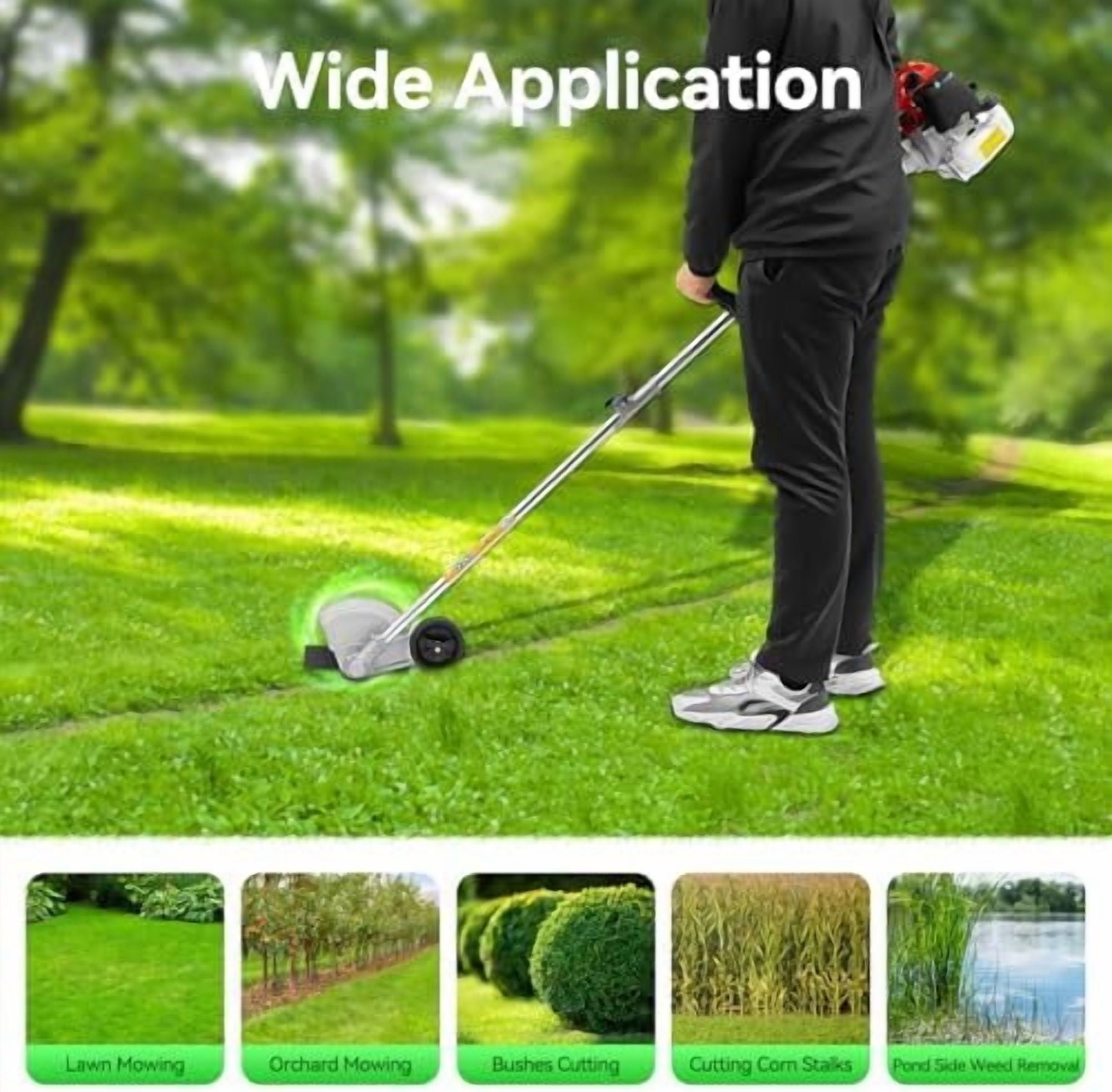 43cc Gas Weed Wacker, 2-Stroke String Trimmer/Edger Single Cylinder Air Cooled Engine with Heavy Duty Straight Shaft Lawn Mower Strings for Home Lawn Orchard Tea Garden Mowing$$Garden & Patio