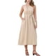 thumbnail image 2 of Vestidos midi de verano para mujer con cuello halter y cinturón en la cintura XL color albaricoque, 2 of 6