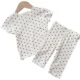 thumbnail image 4 of Conjunto de ropa de dormir fina de manga corta para niños, ropa de hogar para niños, conjunto de dos piezas, traje de aire acondicionado, ropa informal para bebé, verano, 4 of 5