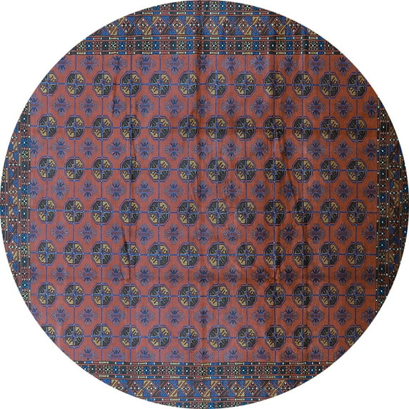 Ahgly Company Indoor Round Oriental Light Blue Industrial Area Rugs, 7' Round