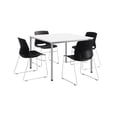 thumbnail image 2 of KFI Dailey 42in Square Dining Set - White/Silver Table - Black Sled Chairs, 2 of 3