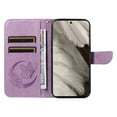 thumbnail image 3 of Dteck Pattern Case for Google Pixel 8A,Magnetic Leather Butterfly Floral Embossed Flip Case Card Slots Wallet Stand Cover with Wrist Strap for Google Pixel 8A,Purple, 3 of 7