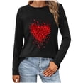 thumbnail image 2 of Zpanxa Valentines Shirts for Women Cute Long Sleeve Tops Fashion Crew Neck Loose T-Shirt Blouse Valentines Day Gifts Black A, 2 of 4