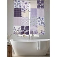 thumbnail image 5 of Spring Floral Sheer Curtains 72 Inch Length 2 Panels Set, Dark Purple Flowers Patchwork Grid Bohemia Voile Window Treatment Rod Pocket Curtains Sheers Drapes for Bedroom/Living Room/Kitchen 52"x72"x2, 5 of 7