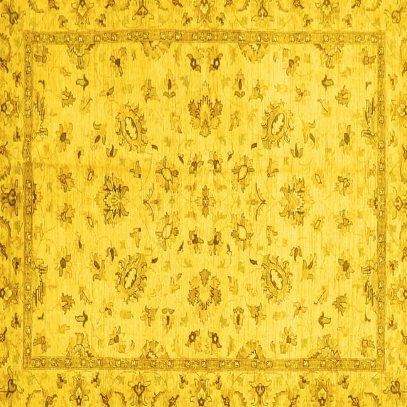 Ahgly Company Indoor Square Oriental Yellow Traditional Area Rugs, 4' Square