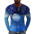 thumbnail image 1 of Hombres moda casual cuello redondo pulóver impresión manga larga camiseta blusa Pompotops oipoqjl6415, 1 of 4